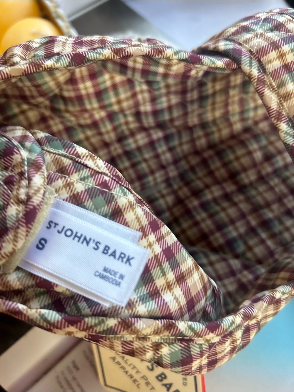 St. John's Bark Plaid dog quilted sweater- Multi s - Picture 3 of 6